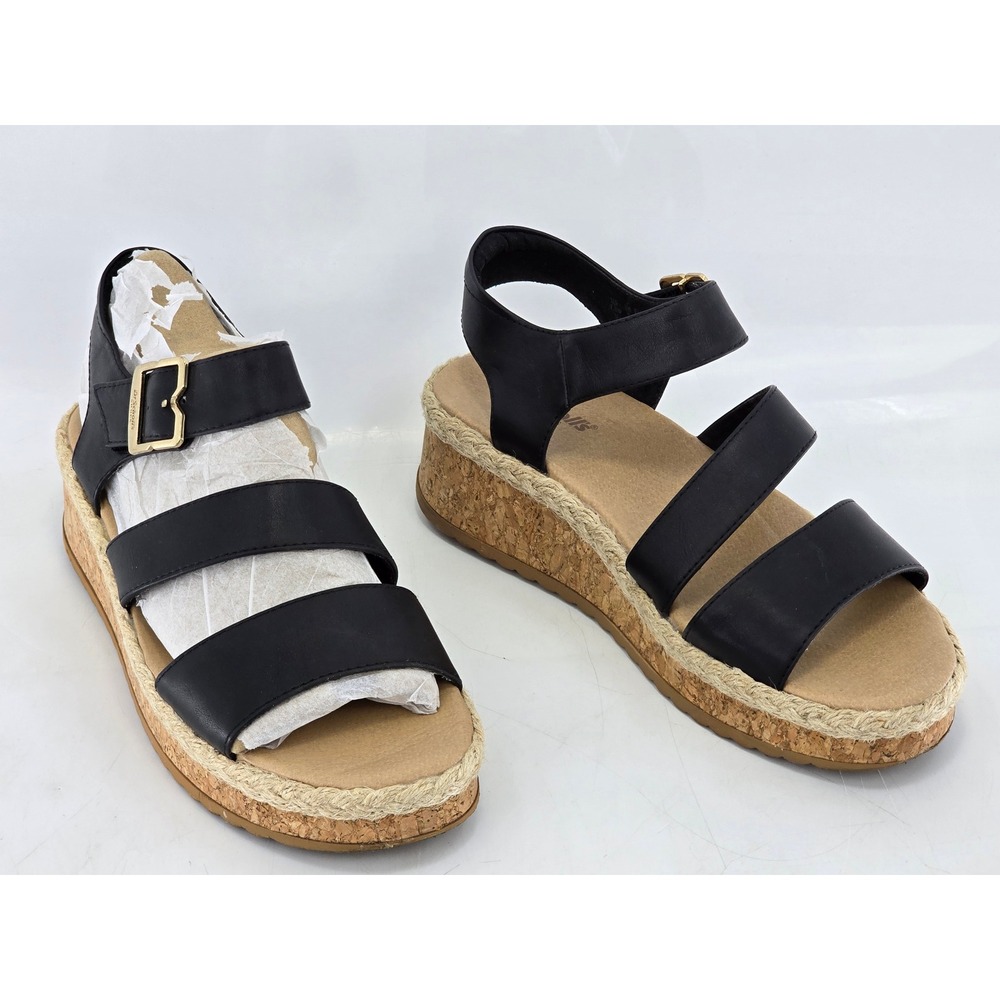 Dr. Scholl's Shoes Wedge Sandals Womens 7.5 Black Espadrille Cork - Excellent